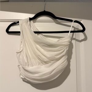 SHEIN White One-Shoulder Cropped Top, women’s size small